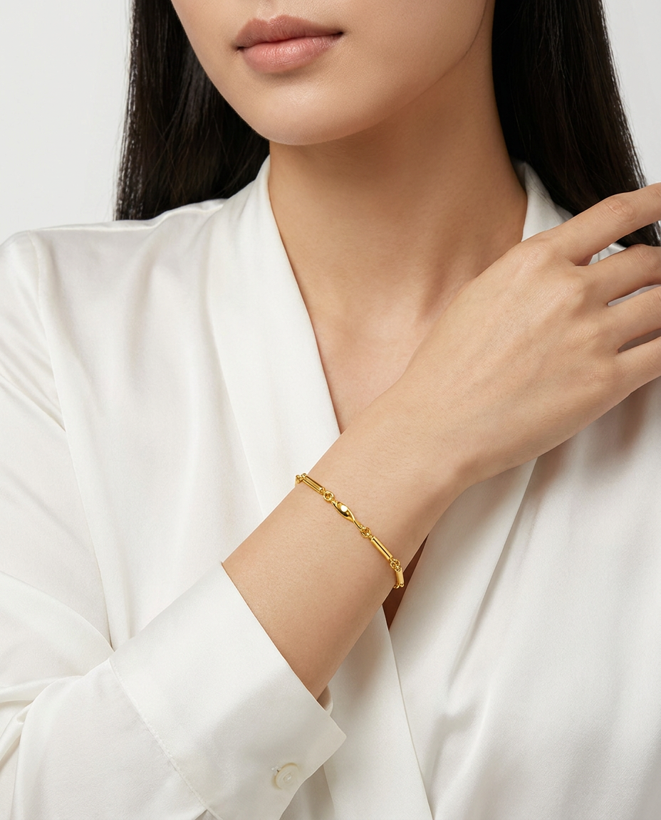916 Gold Bracelet Celeste Bar Link