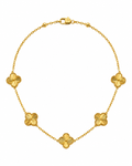 916 Gold Necklace 5 Clover Carved C S