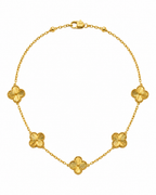 916 Gold Necklace 5 Clover Carved C S