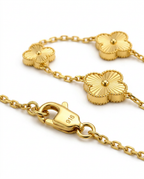 916 Gold Necklace 5 Clover Carved C S