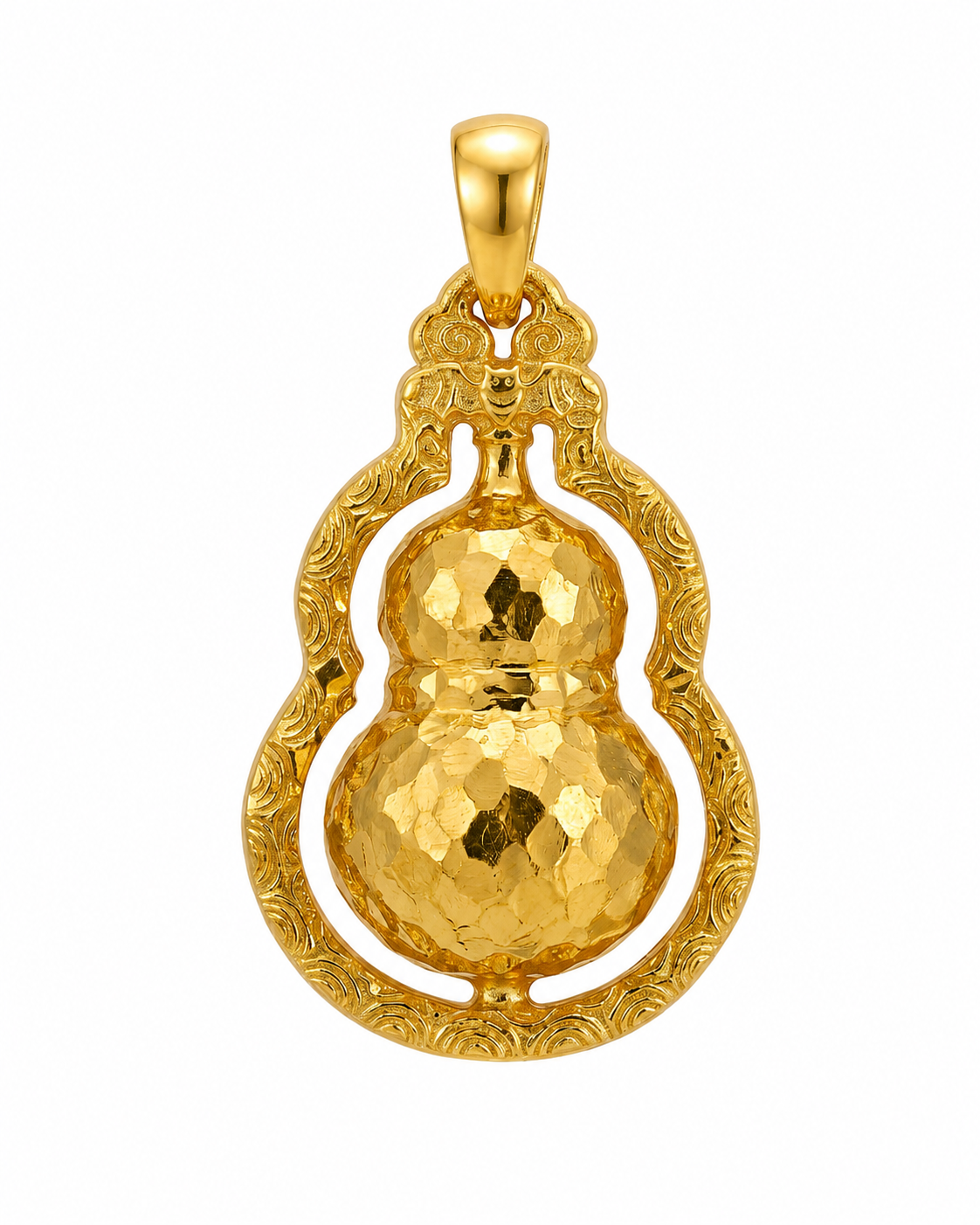916 Gold Pendant Double Rotating Gourd