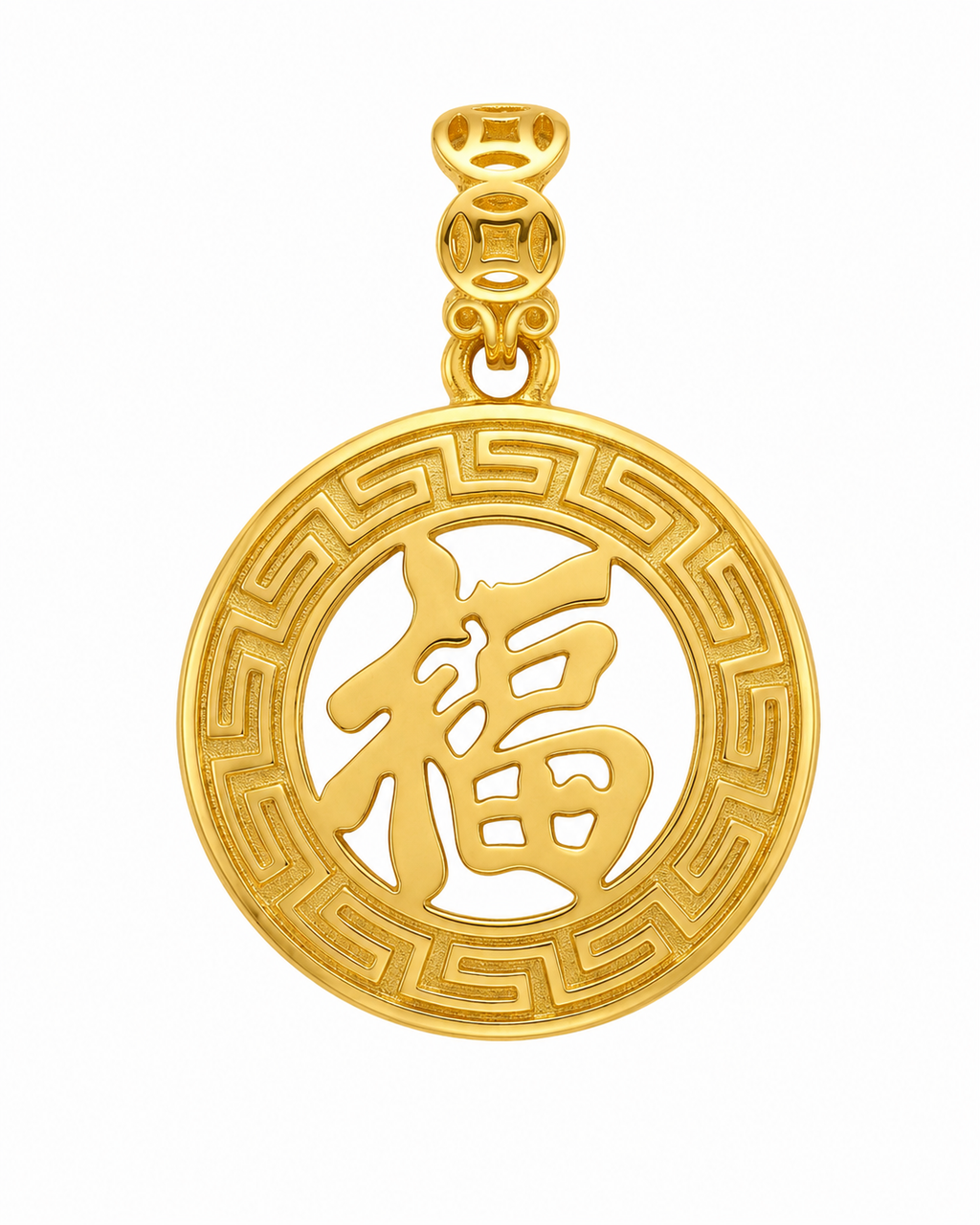 916 Gold Pendant Round Blessing
