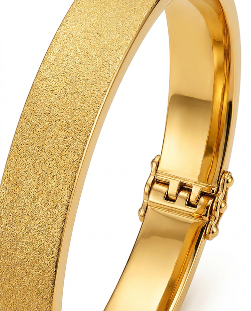 916 Gold Bangle 2F Italy Sand Blast