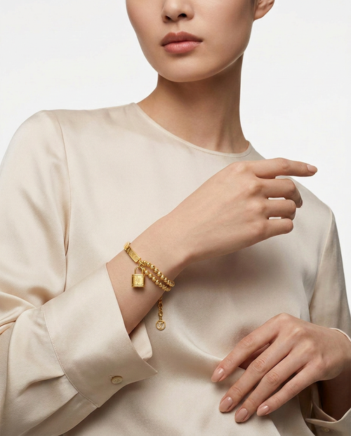 916 Gold Bangle AB Chain Beads Florea