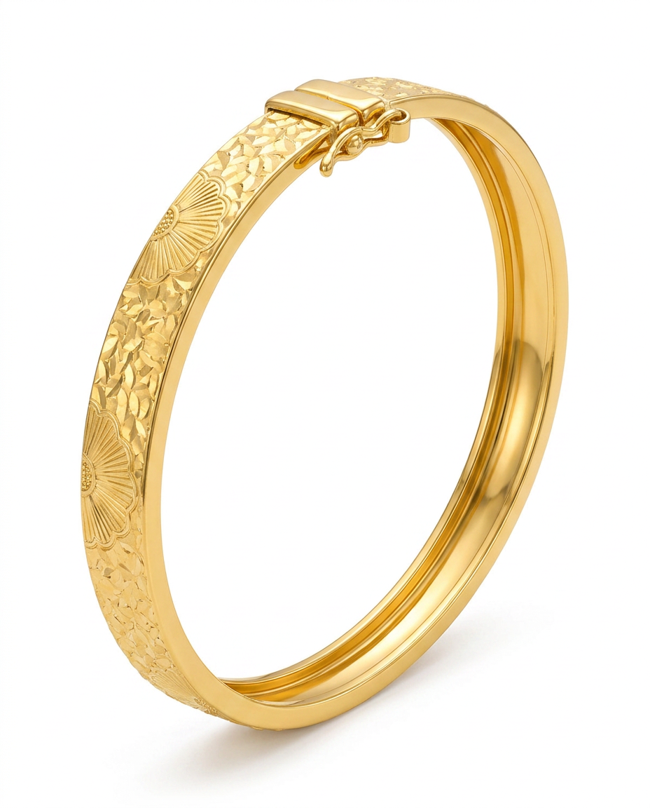 916 Gold Bangle Fan Blossom