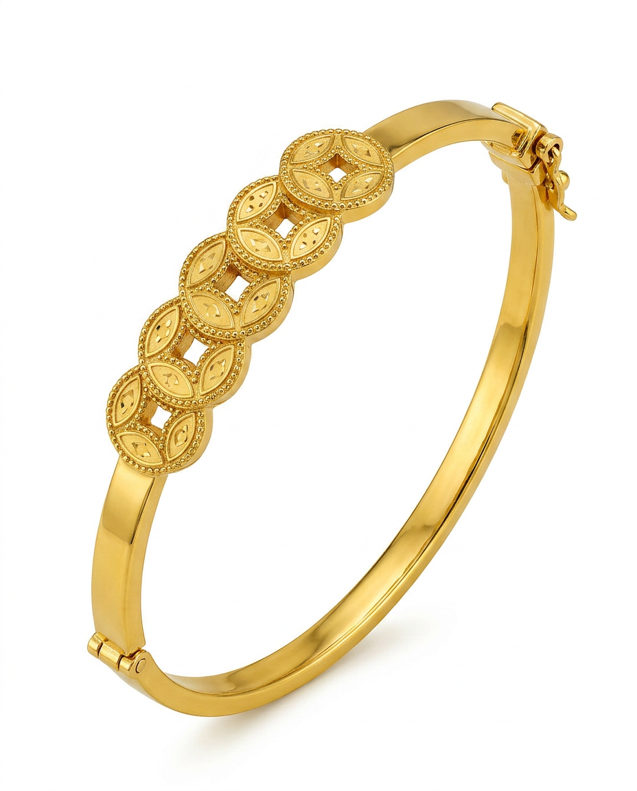 916 Gold Bangle Five Emperor Coin