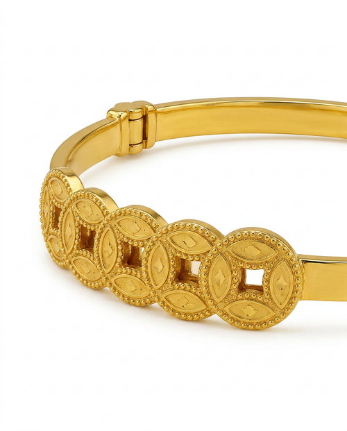 916 Gold Bangle Five Emperor Coin