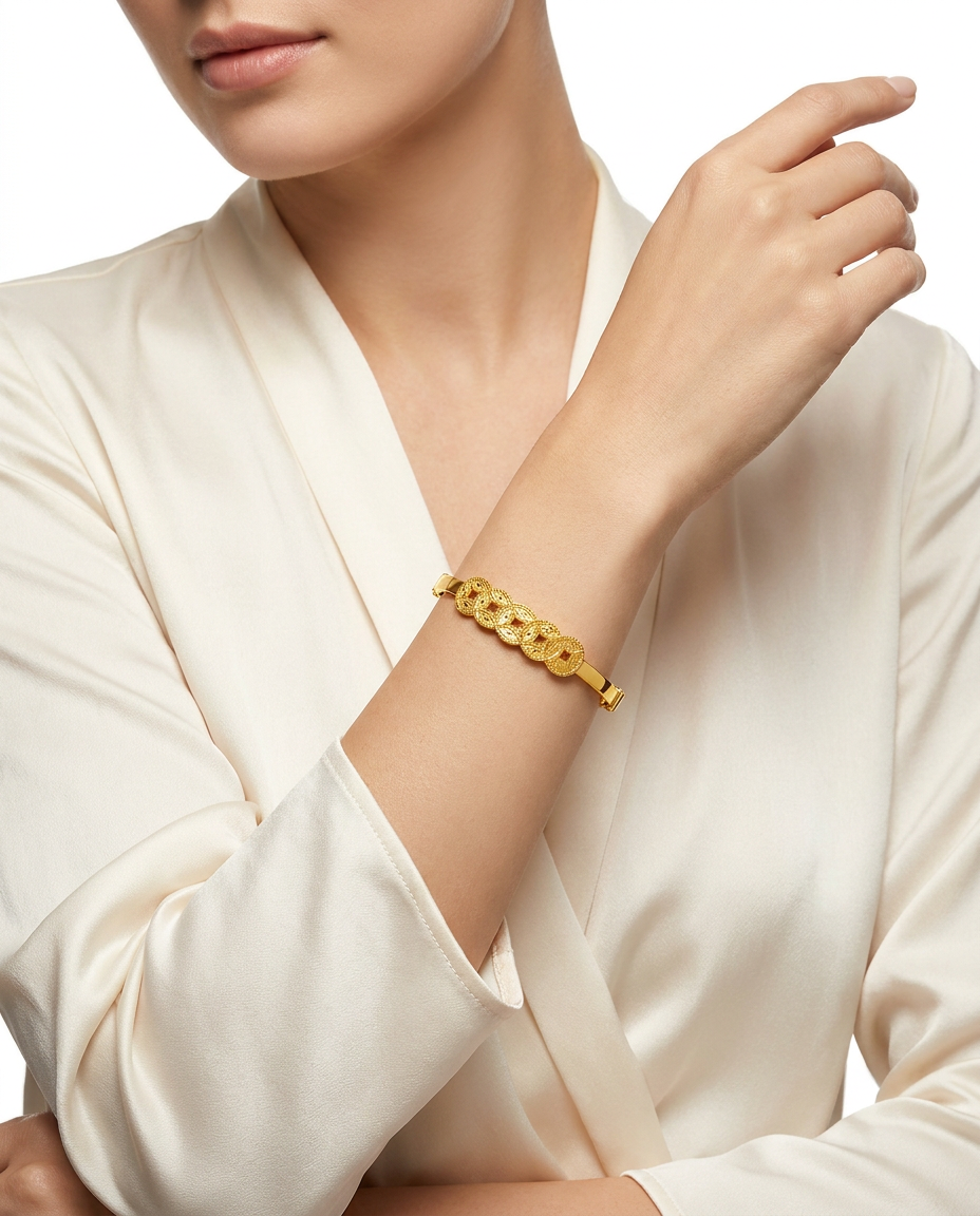 916 Gold Bangle Five Emperor Coin