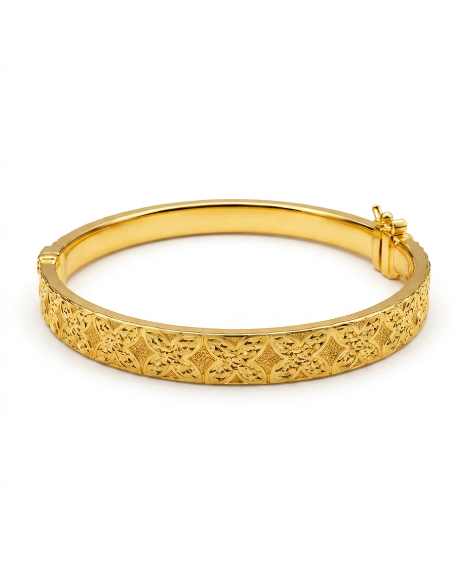 916 Gold Bangle Floral Royale