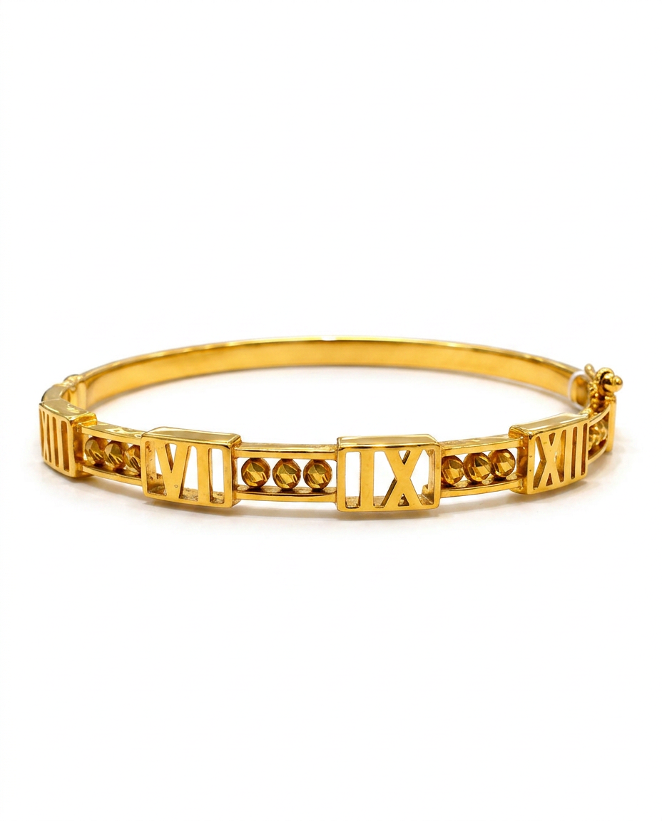 916 Gold Bangle Roman Bead