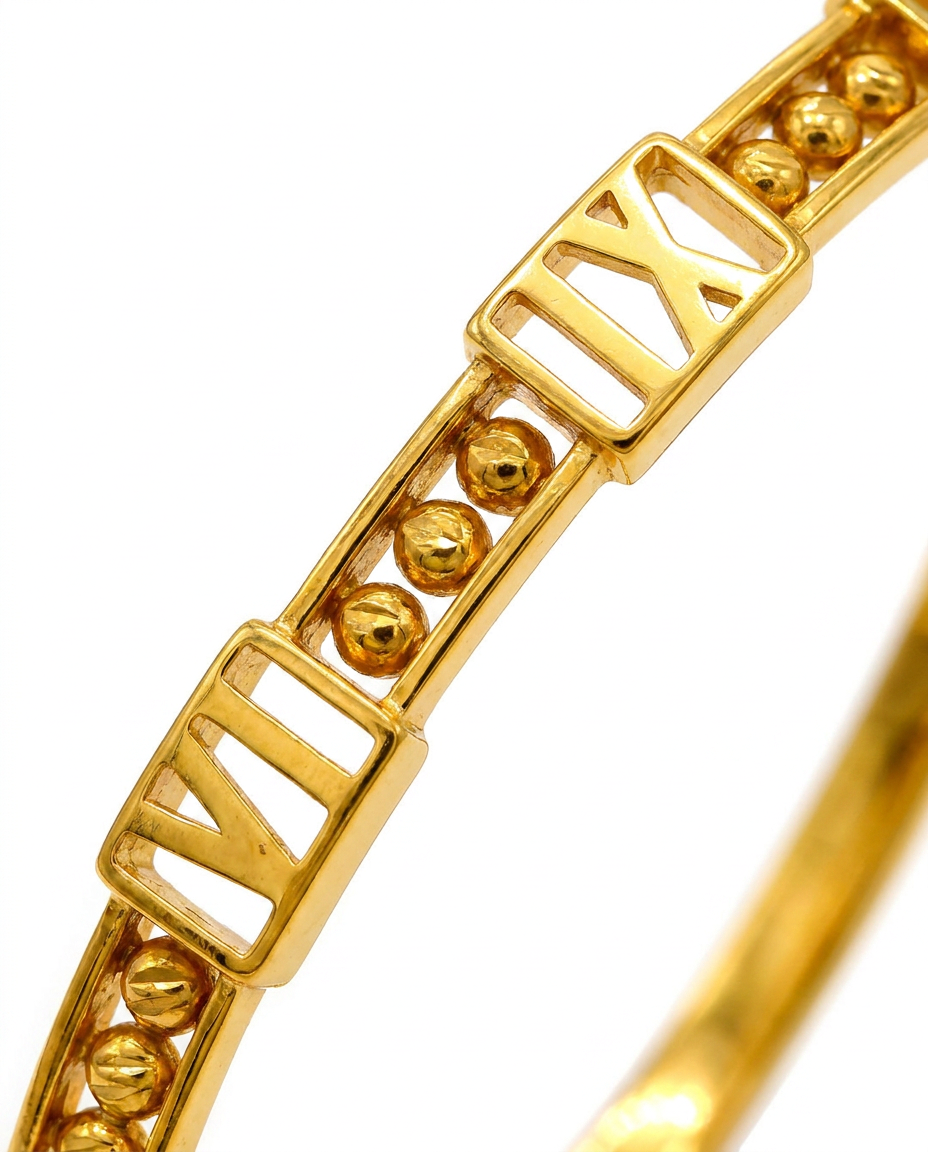 916 Gold Bangle Roman Bead