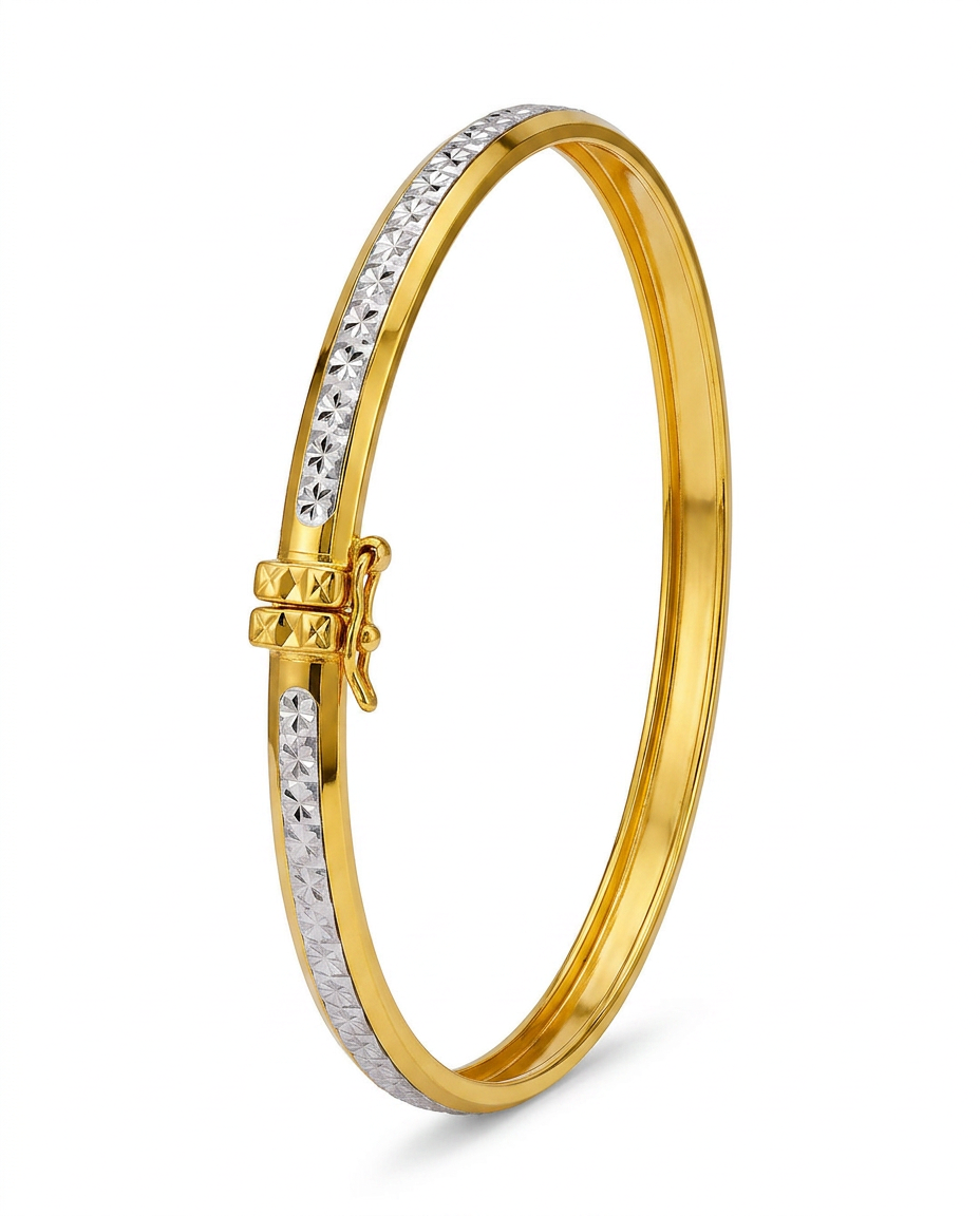 916 Gold Bangle Tennis Single Dual Tone