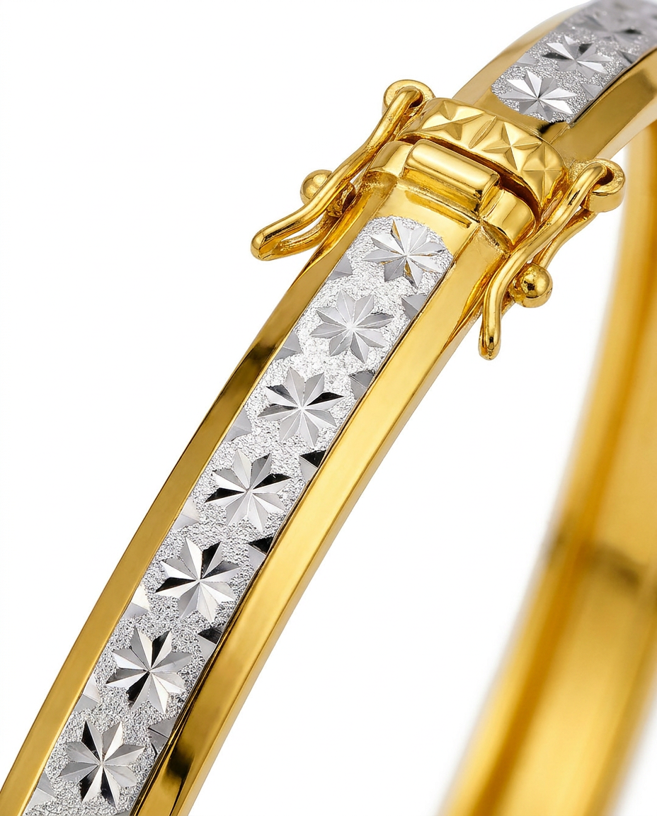 916 Gold Bangle Tennis Single Dual Tone