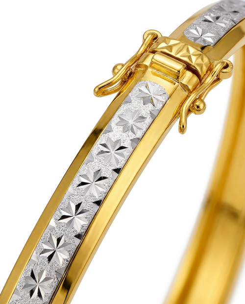 916 Gold Bangle Tennis Single Dual Tone