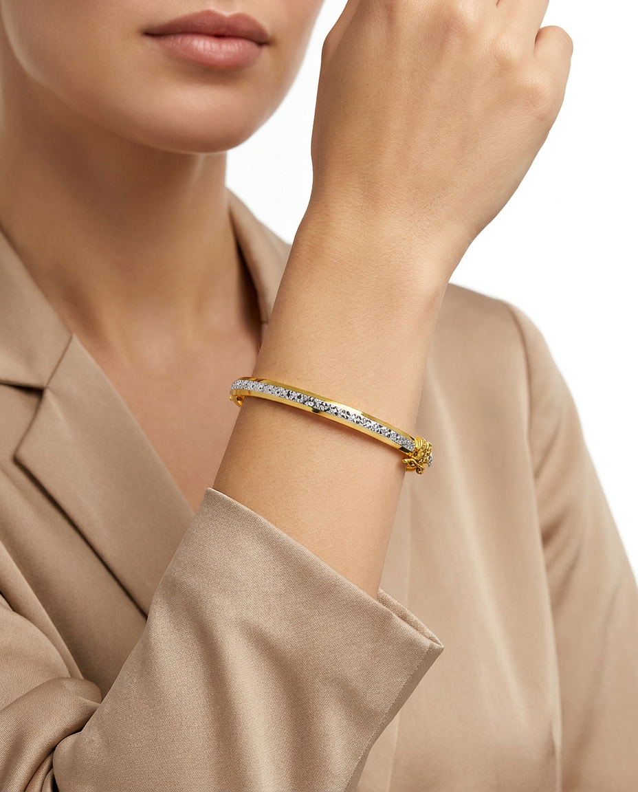 916 Gold Bangle Tennis Single Dual Tone