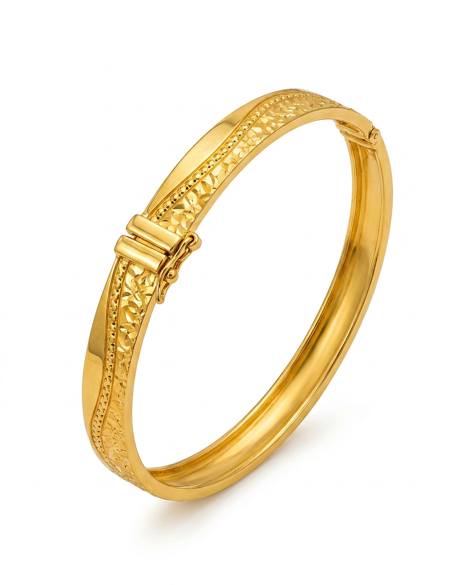 916 Gold Bangle Wavy Lace Glacier