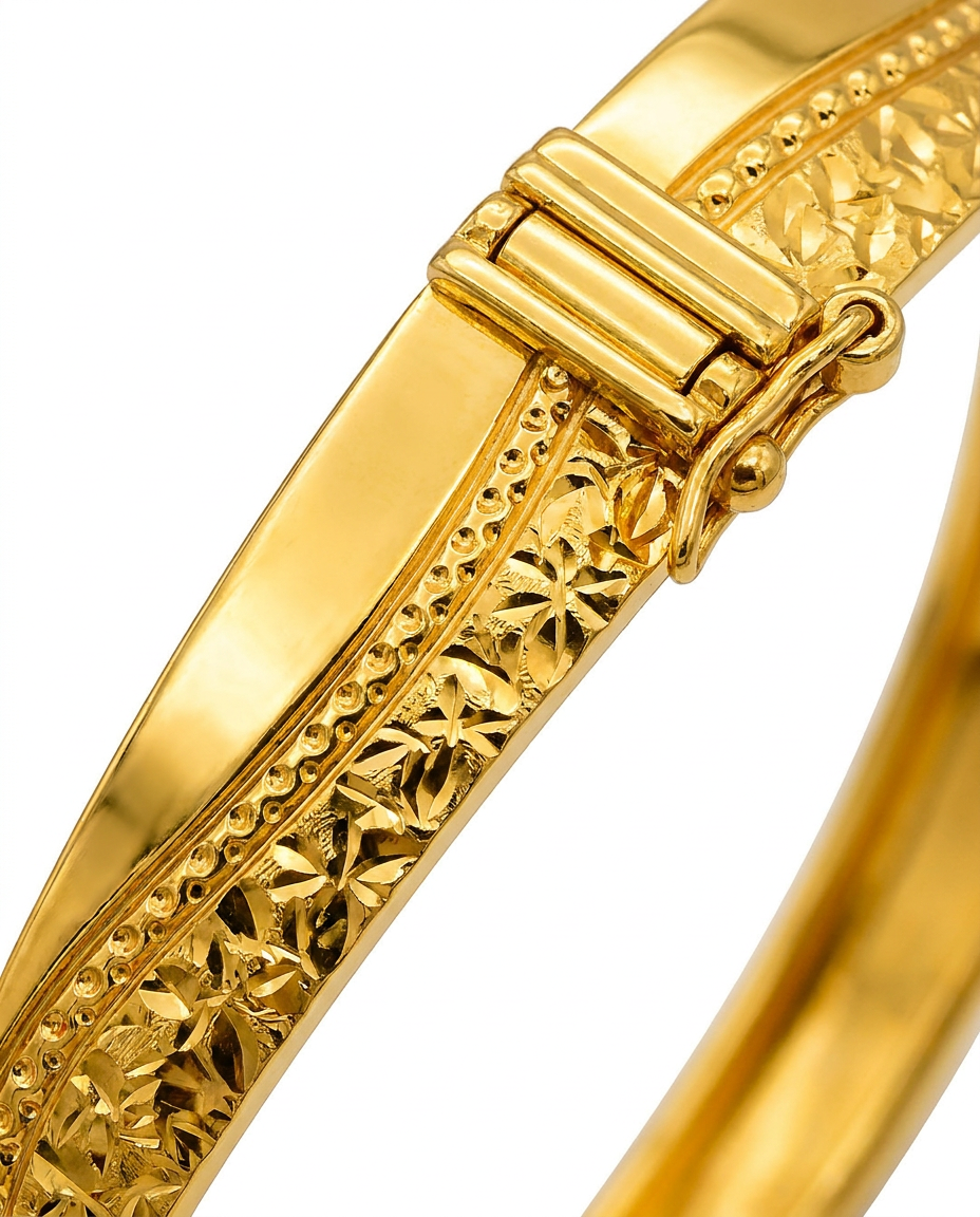 916 Gold Bangle Wavy Lace Glacier