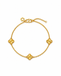 916 Gold Bracelet 3 Clover Carved C