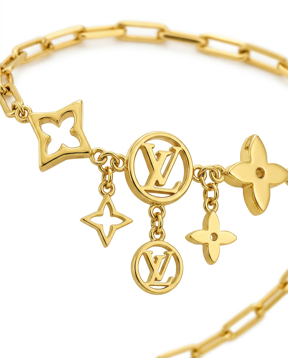 916 Gold Bracelet 4 Floréa Dangling Paper Clip