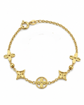 916 Gold Bracelet 5 Carved Florea With Beads