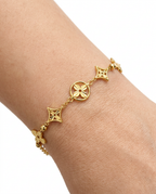 916 Gold Bracelet 5 Carved Florea With Beads