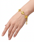 916 Gold Bracelet 5 Clover Carved D S