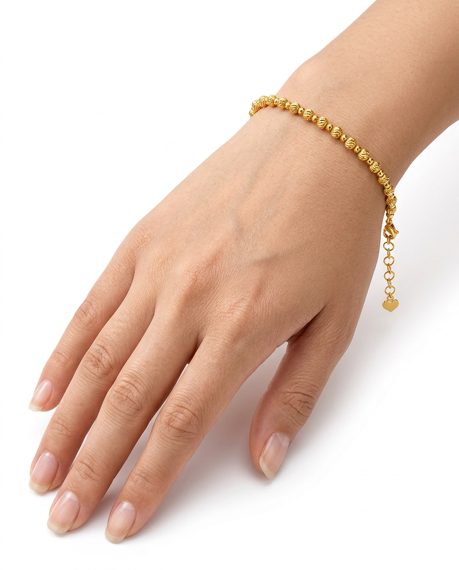 916 Gold Bracelet Cat eyes Beads
