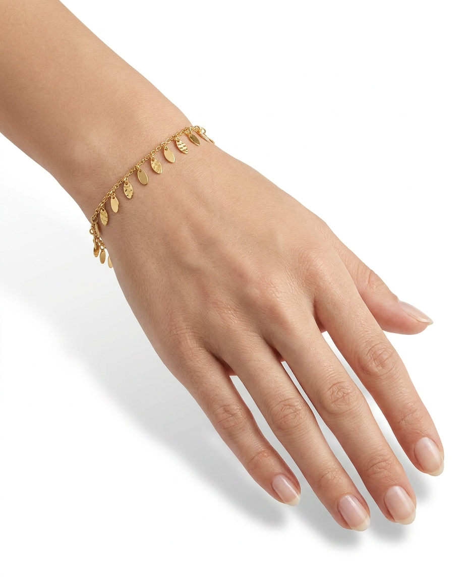 916 Gold Bracelet Dangling Petal