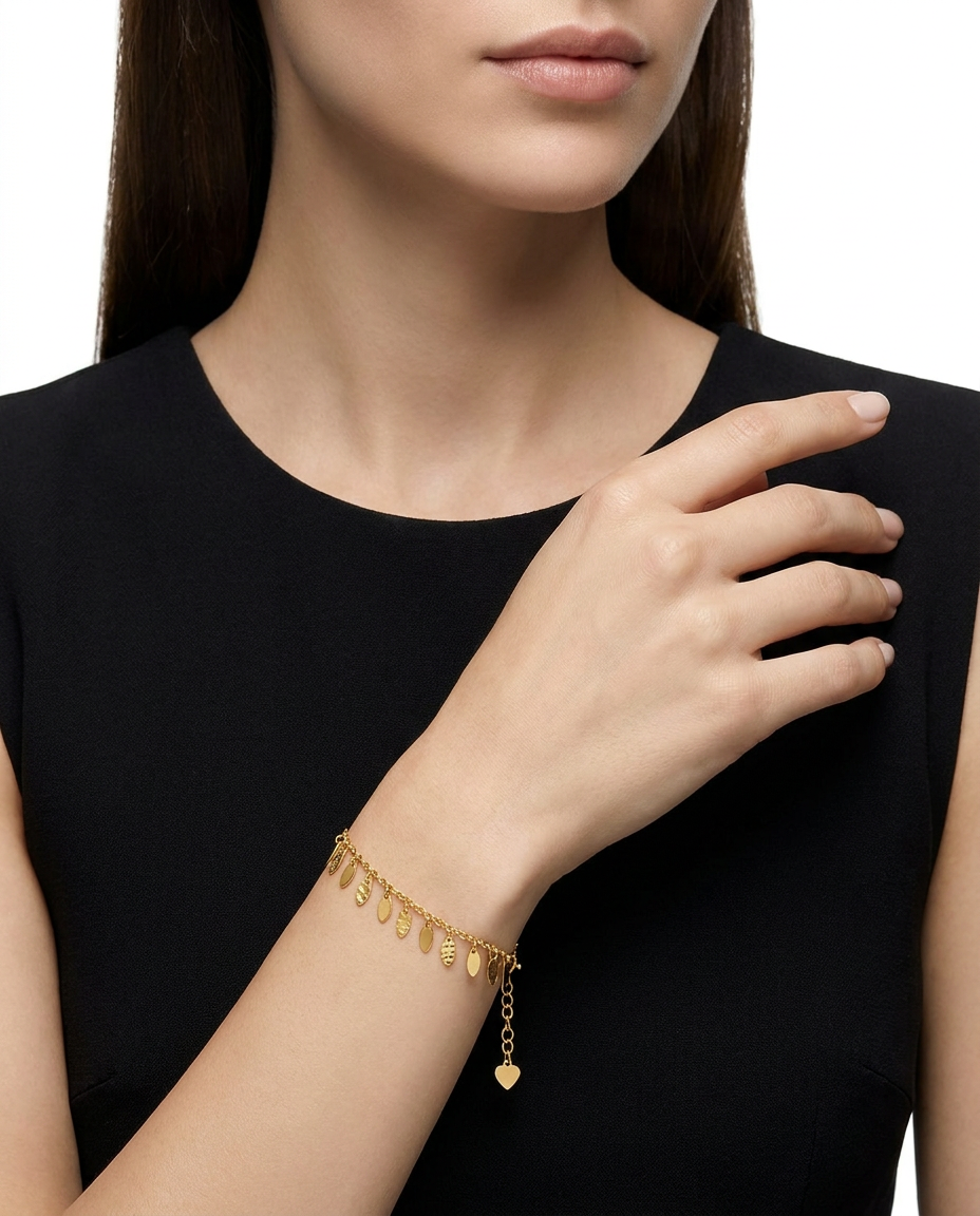 916 Gold Bracelet Dangling Petal