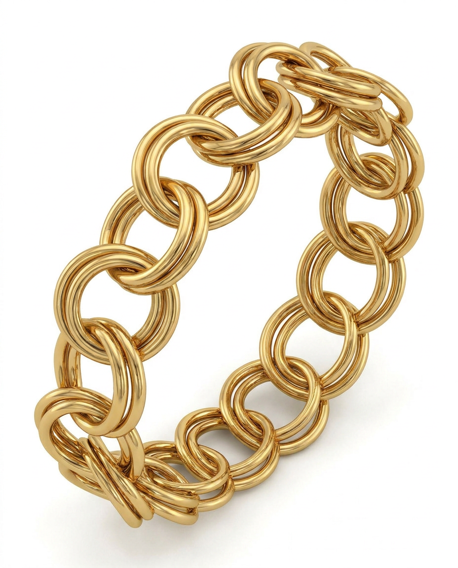 916 Gold Bracelet Double Circle Link