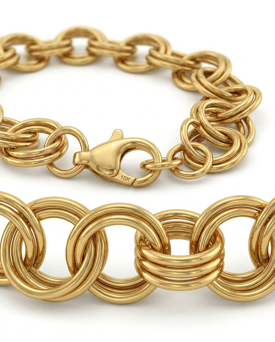 916 Gold Bracelet Double Circle Link