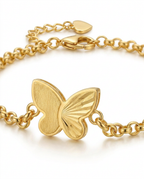 916 Gold Bracelet Dual Side Carved Butterfly
