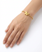 916 Gold Bracelet Dual Side Carved Butterfly