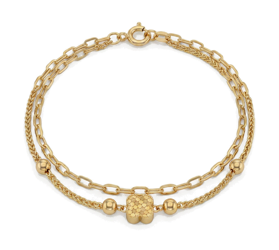916 Gold Bracelet Dual Strand Glitter Bloom