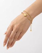 916 Gold Bracelet Duo Heart Chain