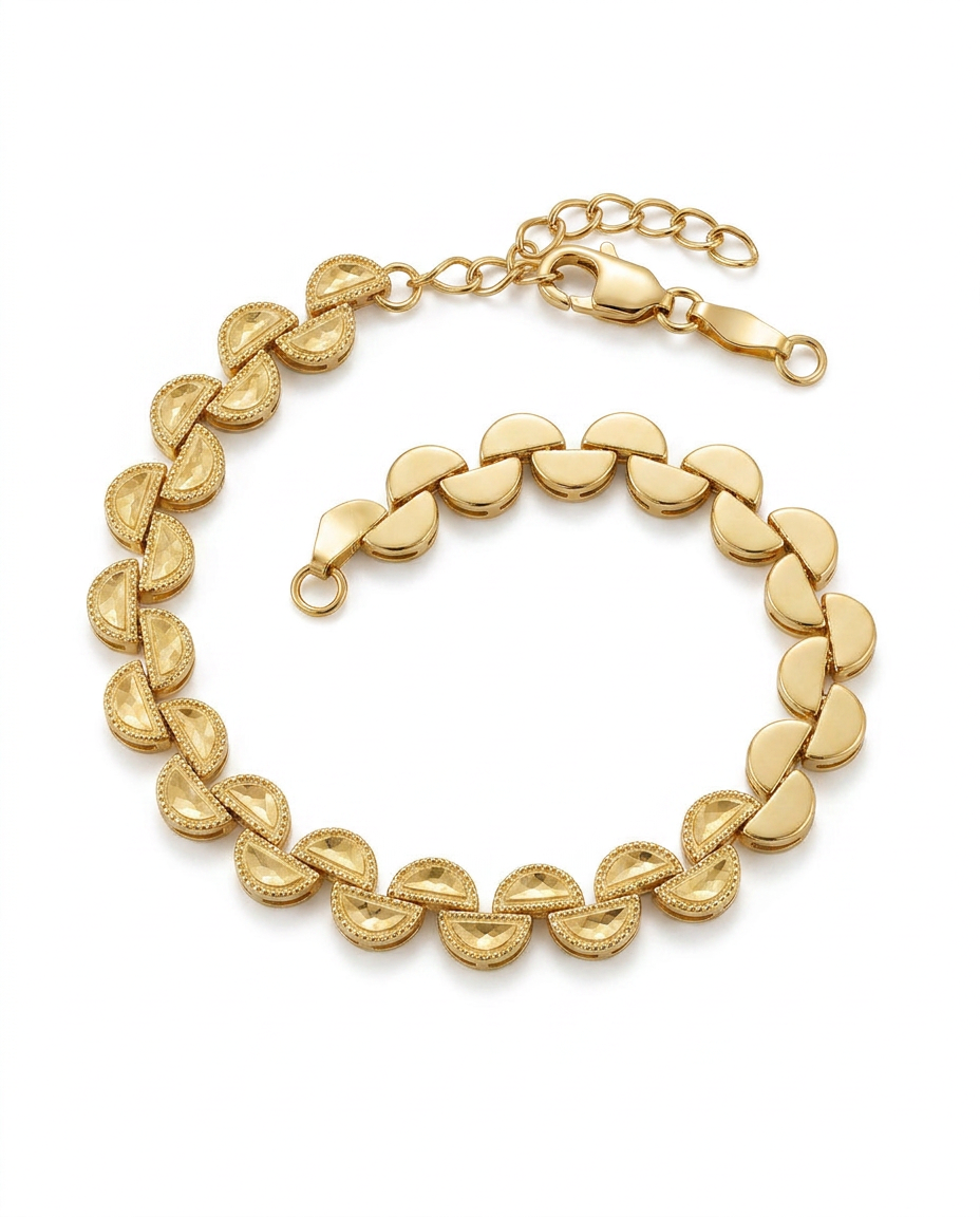 916 Gold Bracelet Glitter Half Moon