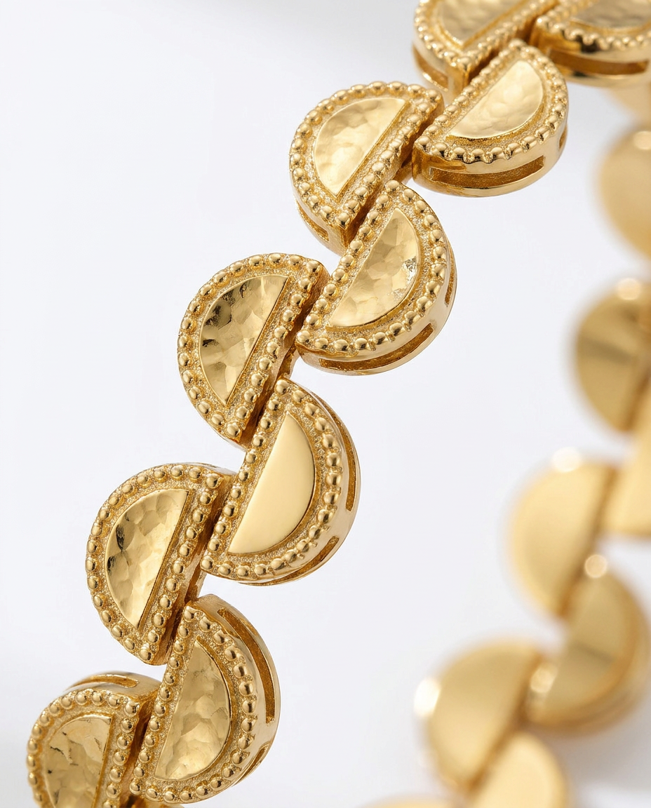 916 Gold Bracelet Glitter Half Moon