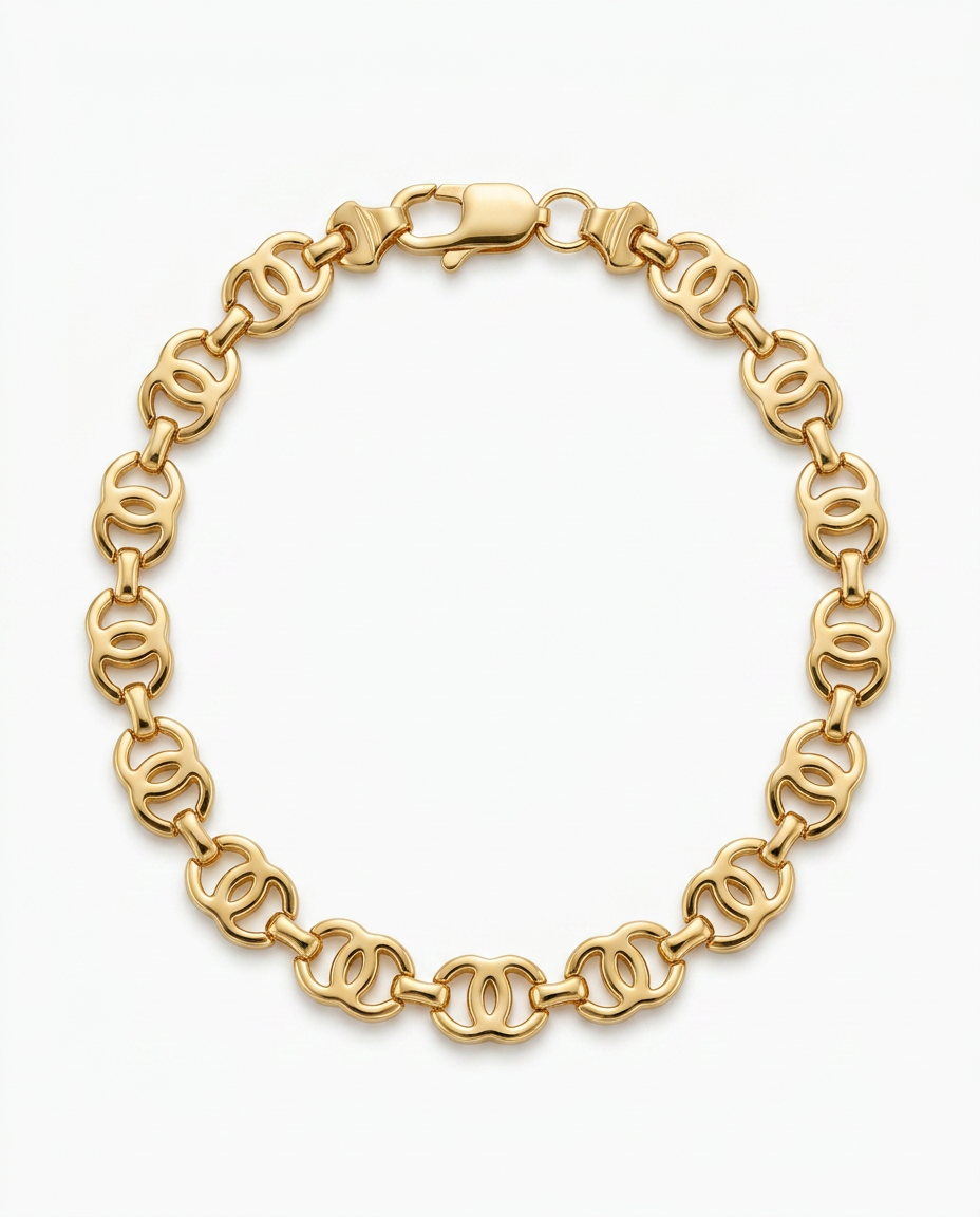 916 Gold Bracelet Italy CC Link