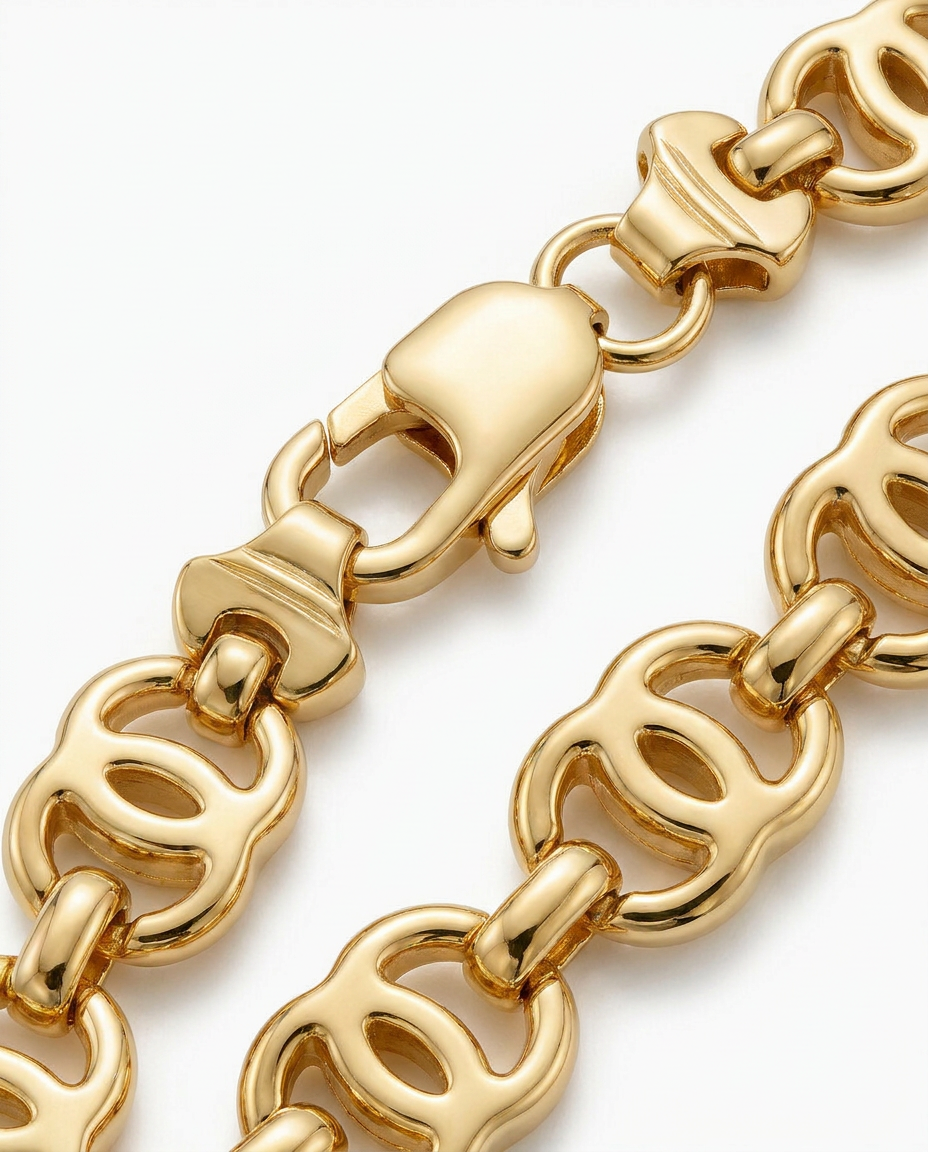 916 Gold Bracelet Italy CC Link