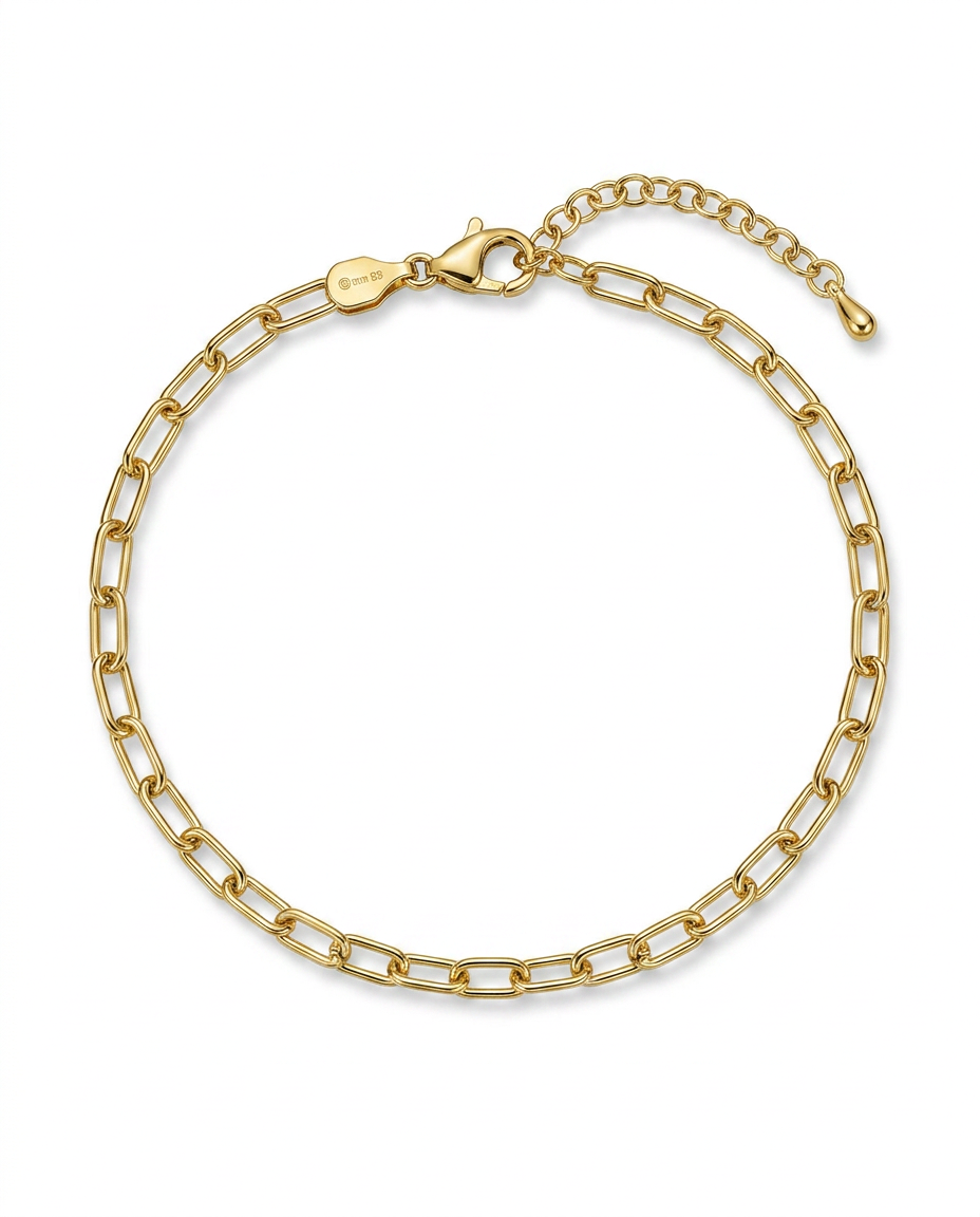 916 Gold Bracelet Italy Paper Clip Slim