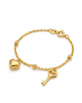 916 Gold Bracelet Lovie Key with Beads