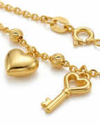 916 Gold Bracelet Lovie Key with Beads