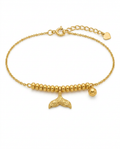 916 Gold Bracelet Mermaid Tail with Beads