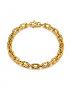 916 Gold Bracelet Paper Clip Carved B