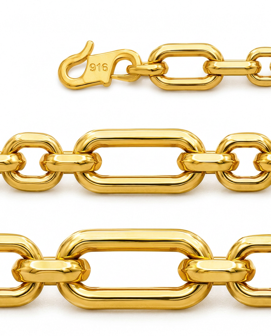 916 Gold Bracelet Paperclip Chain
