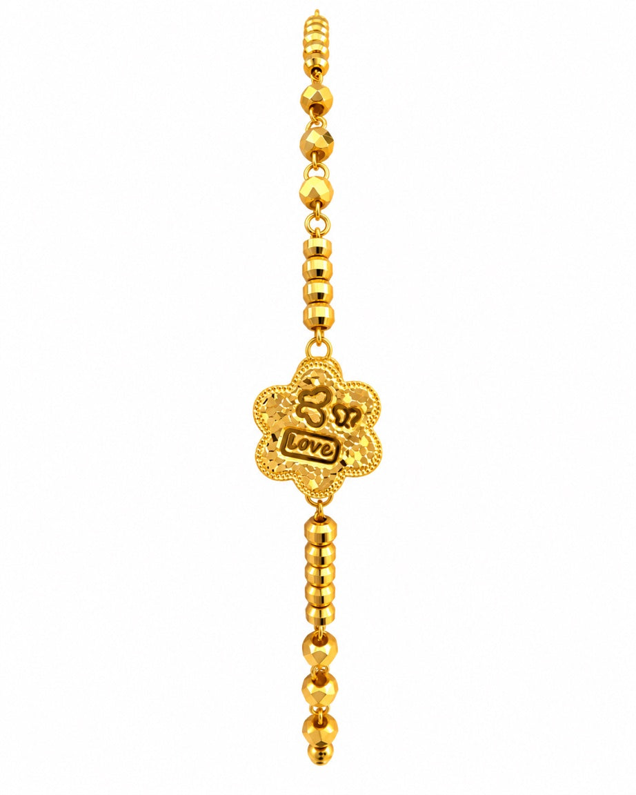 916 Gold Bracelet Shimmer Flora With Beads