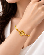 916 Gold Bracelet Shimmer Flora With Beads