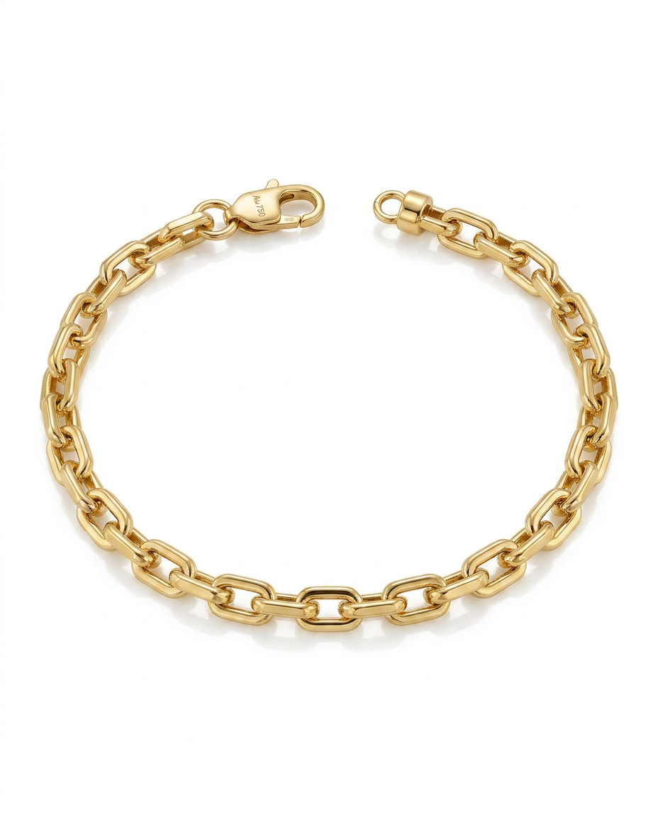 916 Gold Bracelet Solid Italy Paper Clip