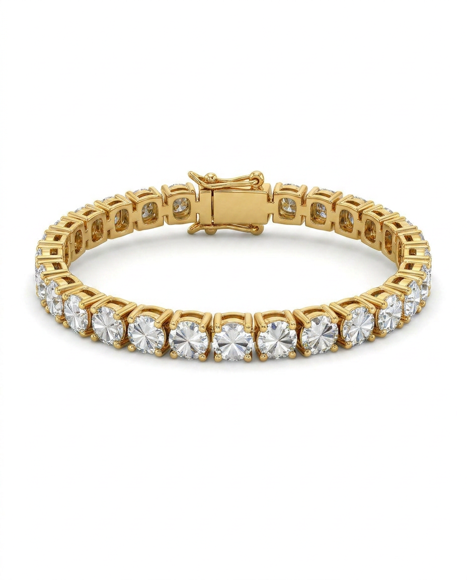 916 Gold Bracelet Tennis Single Dual Tone