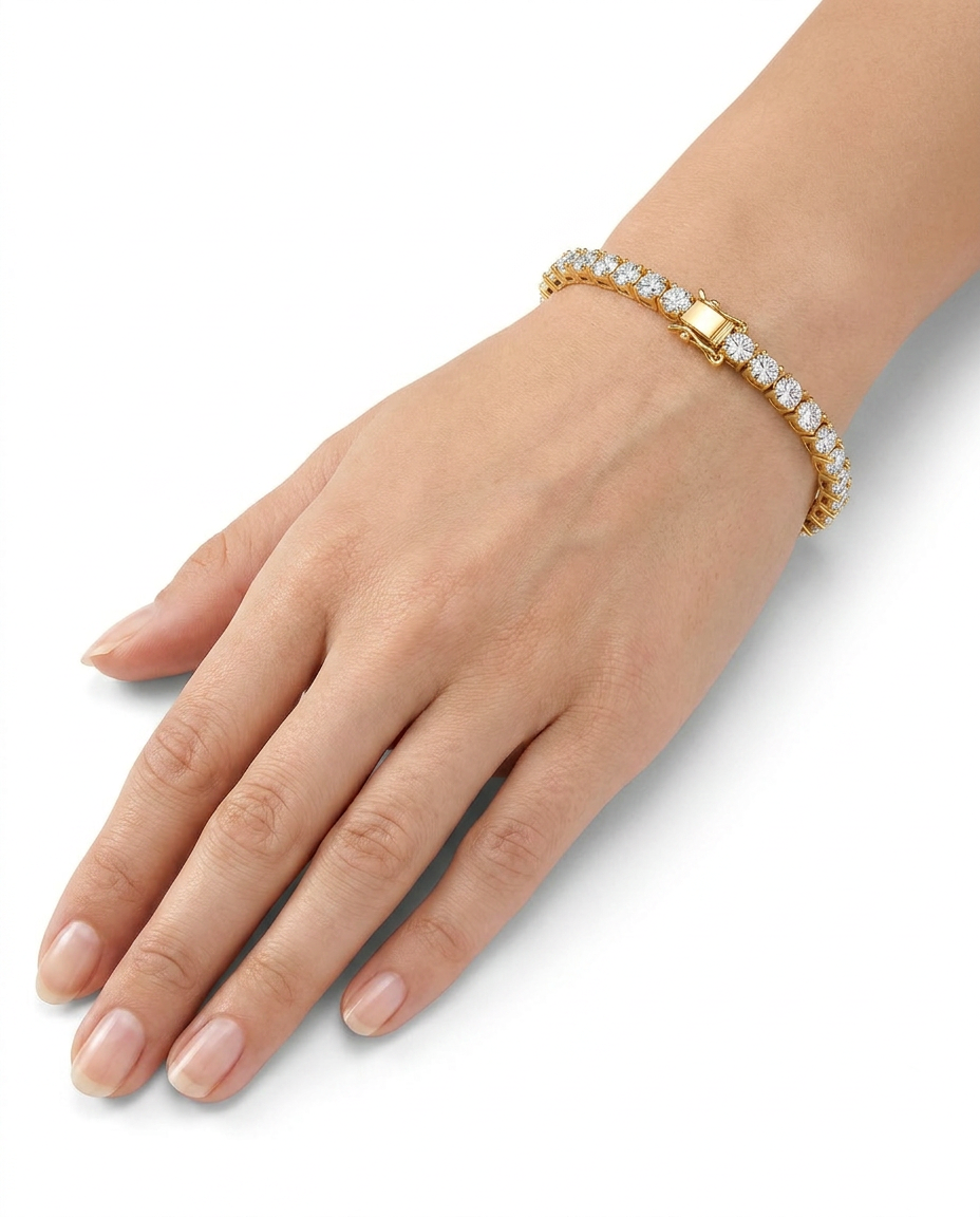 916 Gold Bracelet Tennis Single Dual Tone